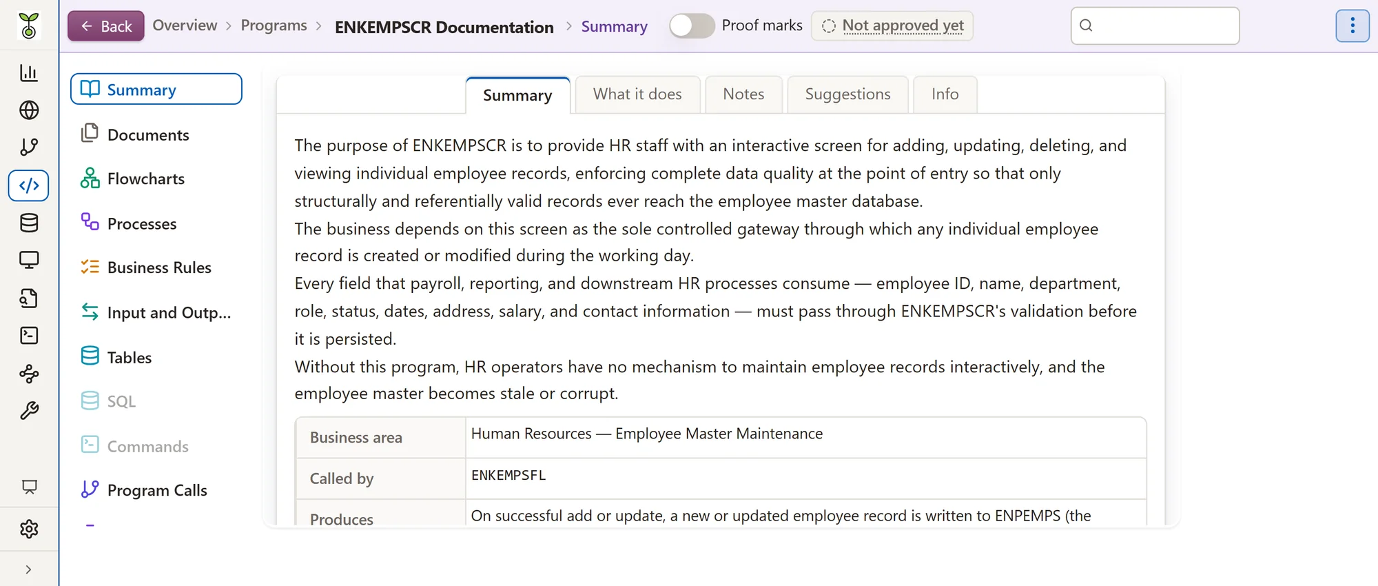 How ENKEMPSCR fits into employee maintenance.