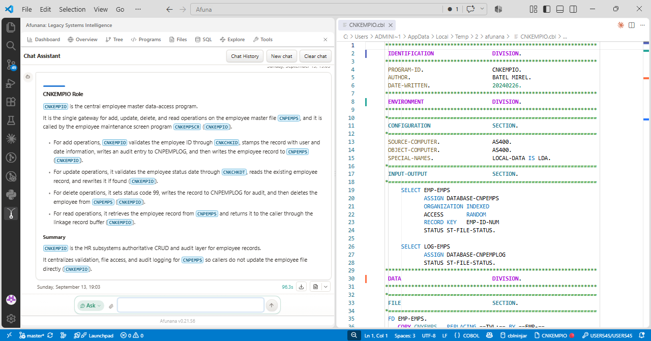 Read an answer about a program beside its source.